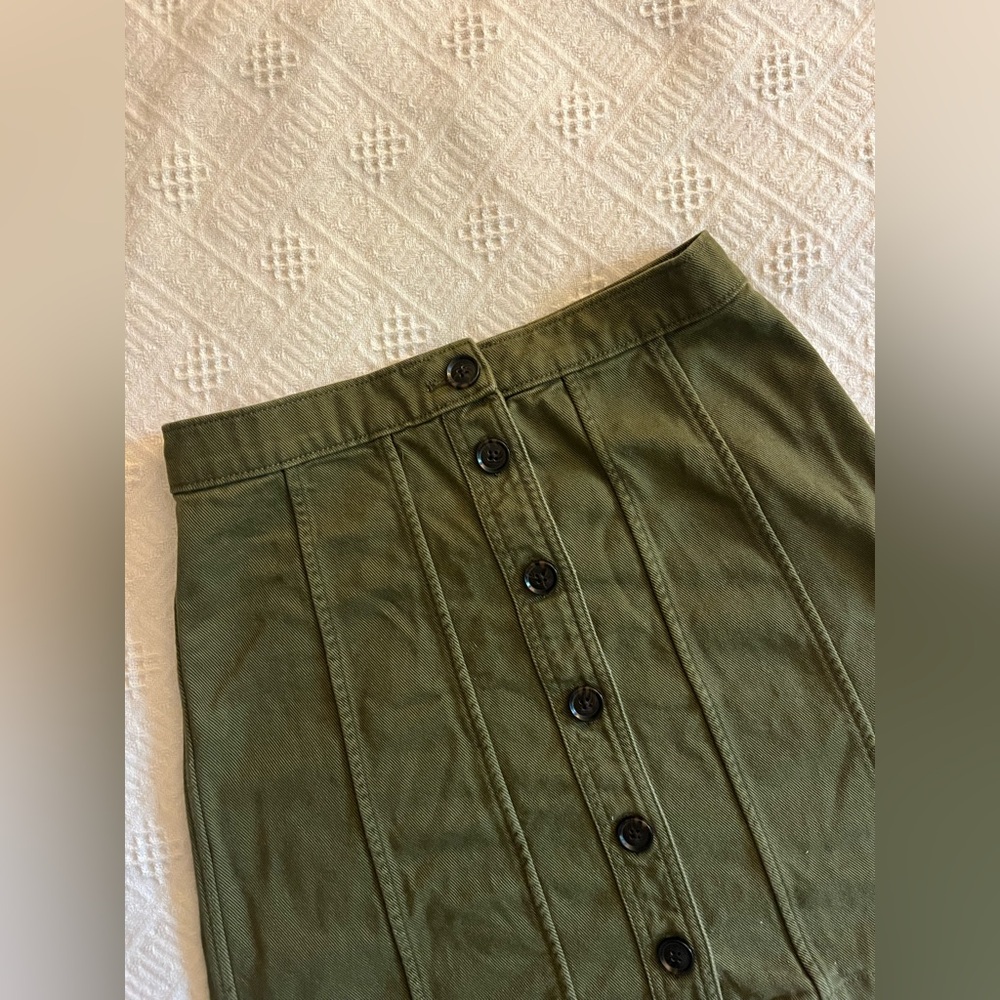 Banana Republic, Button-Front Twill Mini Skirt, Size 0, Mangrove Tree